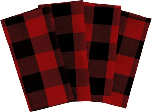 Vista 11 de Elrene Home Fashions Camino de mesa Farmhouse Living Holiday Buffalo-Check, 13 pulgadas de ancho x 70 pulgadas de largo, rojo/negro