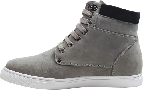 Vista 4 de CALTO Zapatos invisibles de elevación para hombre, de cuero nobuk con cordones, 2.6 pulgadas más alto