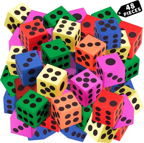 Vista 7 de Juego de dados grandes de espuma, paquete de 12, dados de colores para niños, ideal para aumentar las habilidades matemáticas en el aula, grandes