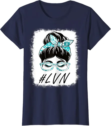 Vista 12 de LVN - Camiseta para mujer con licencia vocacional para enfermera, moño desordenado, Día Mundial de la Salud