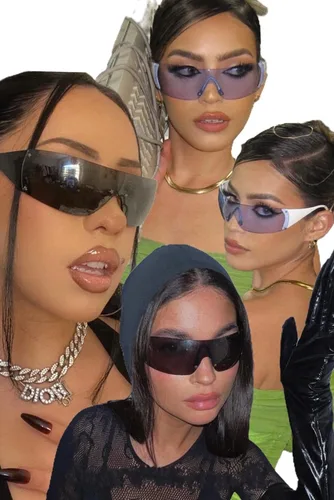 Vista 3 de ADE WU Y2K - Gafas de sol sin montura de moda, con diamantes de imitación
