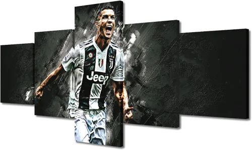 Vista 19 de TUMOVO Lienzo decorativo para pared, cuadro de Cristiano Ronaldo, cuadros de club de fútbol, impresiones en lienzo, póster de arte de pared, arte