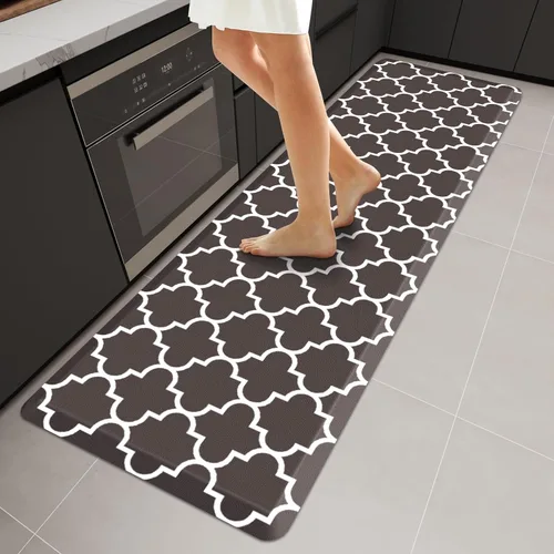 Vista 64 de WISELIFE Tapete de cocina acolchado antifatiga, 17.3 x 28 pulgadas, antideslizante, resistente, de PVC, ergonómico, impermeable, cómodo