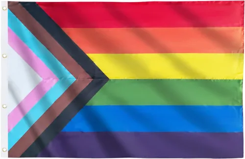 Vista 9 de Homissor Bandera del orgullo de 10 x 15 pulgadas, banderas gay para exteriores, gran arco iris, LGBT, comunidad lesbiana, transgénero, bandera