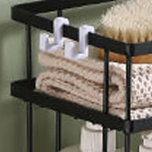 Vista 9 de Estante de baño organizador de baño de hierro grueso con diseño de montaje en pared, estante de baño impermeable sobre el inodoro, organizador