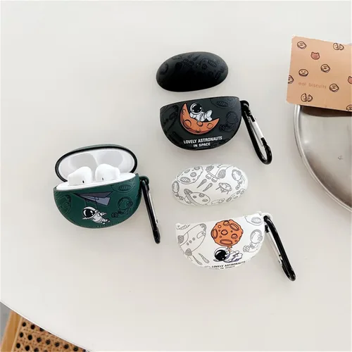 Vista 6 de Funda protectora de silicona suave con diseño de astronauta con bonito diseño de astronauta, compatible con auriculares Edifier X2, funda protectora
