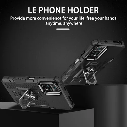 Vista 3 de Compatible con Xiaomi Redmi Note 11S/11 4G Funda para teléfono y protector de pantalla de vidrio templado, soporte de anillo, soporte magnético
