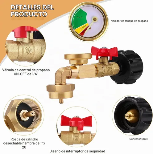 Vista 8 de WADEO Adaptador de Recarga de Propano para Tanque de 1lb con Soporte de Recarga de Cilindro de Propano, Adaptador de Propano QCC1 Convertidor