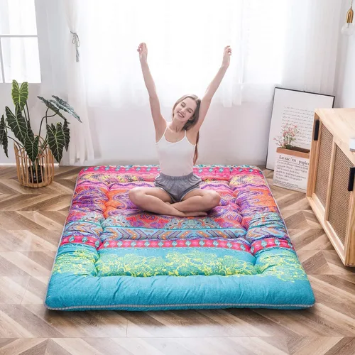 Vista 48 de MAXYOYO Colchón Japonés de Suelo Futón Colchón, Tapete de Tatami Engrosado de 4", Almohadilla para Dormir Plegable Enrollable para Niños y Niñas