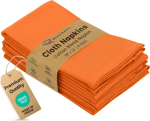 Vista 56 de Ruvanti - Juego de 4 servilletas de tela de 45x45 centímetros, lavables, suaves, duraderas, absorbentes, mezcla de algodón. Servilletas de mesa