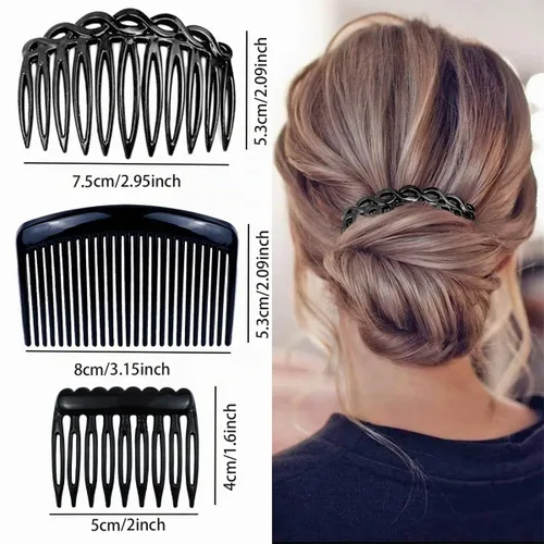 Vista 3 de Juego de 18 peines para el cabello torcido para niñas y mujeres, pinzas de plástico para el cabello con 9/11/25 dientes para múltiples peinados