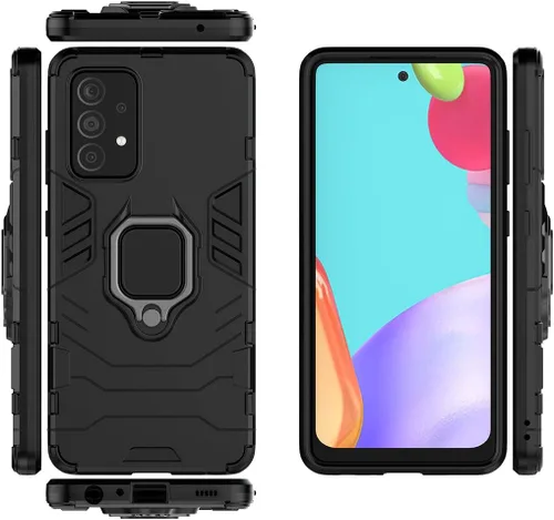 Vista 3 de Compatible con Samsung Galaxy A52 5G, soporte de anillo de metal, a prueba de golpes, parachoques duro