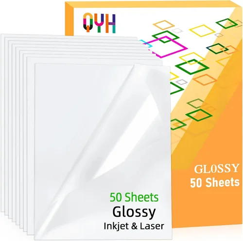 Vista 9 de QYH Papel adhesivo de vinilo transparente imprimible premium, 50 hojas 100 % transparente