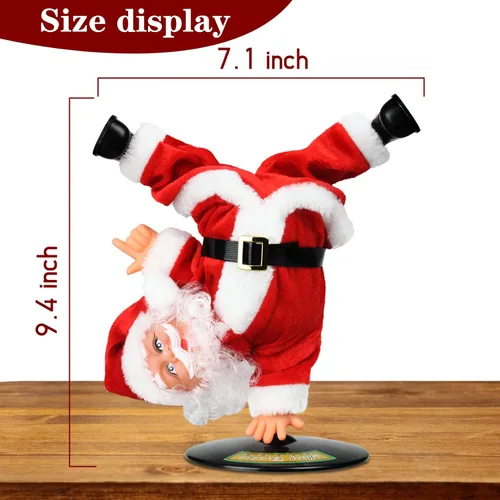 Vista 2 de Gfilay Juguete de peluche de Papá Noel giratorio invertido bailando y cantando, decoraciones navideñas animadas de Papá Noel eléctrico para niños