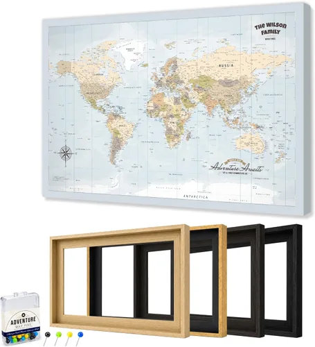 Vista 120 de IPIC - Lienzo con mapas de EE. UU. para decoración de pared, mapa con pin de empuje para marcar viajes, mapa de viaje impreso de EE. UU.