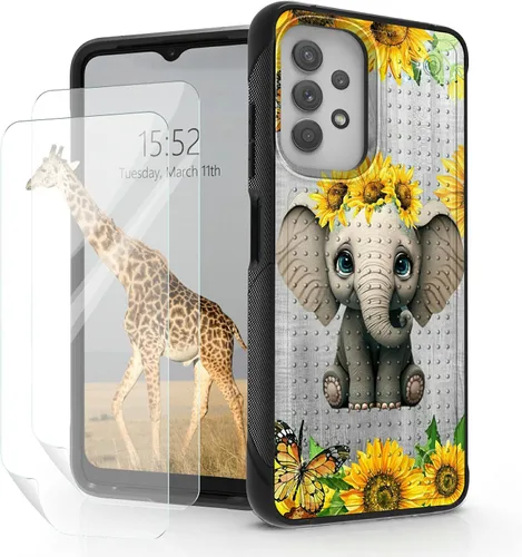 Vista 8 de Funda para Samsung Galaxy A23 Galaxy A13 4G/5G, Galaxy A04, Galaxy A04S, Galaxy A32 5G, con 2 protectores de pantalla, funda protectora híbrida