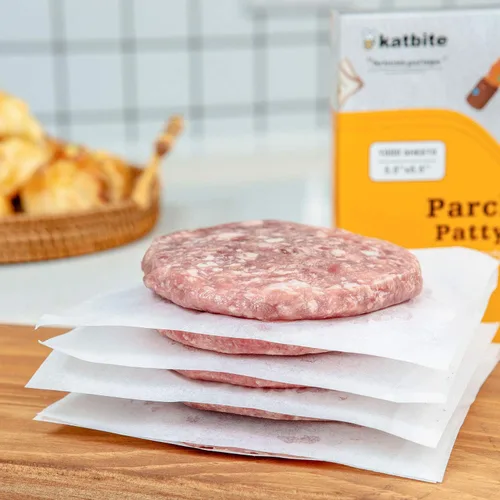 Vista 4 de Katbite Hamburger Patty Paper - 1000 unidades, hojas de papel pergamino antiadherentes de 5.5 x 5.5 pulgadas, para hamburguesas por separado, prensa
