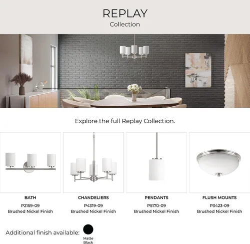 Vista 11 de Progress Lighting Lámpara moderna de tocador de baño de cristal blanco grabado con 4 luces, colección Replay, níquel cepillado (P2160-09)