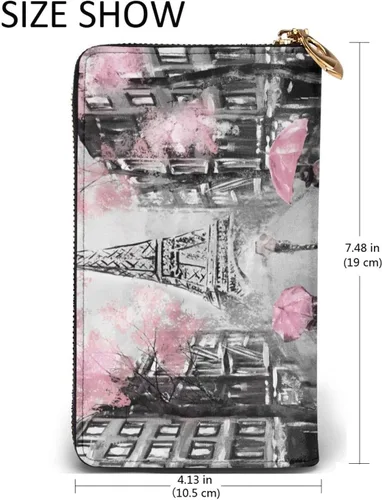 Vista 5 de Cartera de cuero con diseño de la Torre Eiffel Paris Lover Bolso de mano de moda