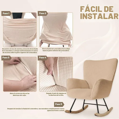 Vista 6 de Funda para silla mecedora de guardería, fundas elásticas para silla de lectura, funda de jacquard moderna para silla de lectura, protector para sala