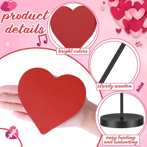 Vista 3 de Juego de 5 letreros de madera con forma de corazón de madera para el día de San Valentín, decoración de mesa con forma de corazón, centro de mesa
