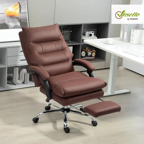 Vista 2 de Vinsetto - Silla de oficina de masaje ejecutivo de microfibra, silla de escritorio para computadora, silla reclinable climatizada con reposapiés