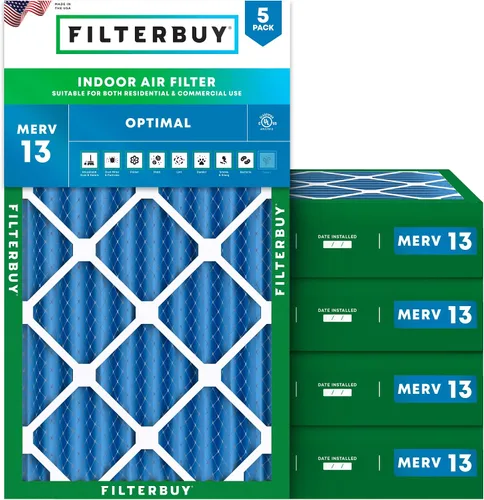 Vista 14 de Filterbuy Filtro de aire de 8 x 14 x 1 pulgadas MERV 13 de defensa óptima (paquete de 5), filtros de aire de repuesto plisados HVAC para calderas