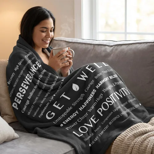 Vista 3 de PAVILIA Manta de Curación, Regalo para Pronta Recuperación, Manta de Forro Polar de Felpa Suave y Compasiva para Hombres y Mujeres, Manta