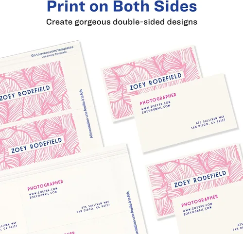 Vista 8 de Tarjetas de empresa de Avery bordes lisos imprimibles para impresoras de inyección color blanco mate Blanco