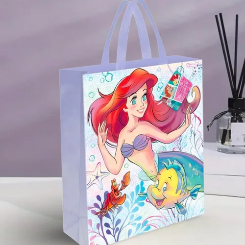 Vista 2 de Disney - Bolsa de mano con diseño de La Sirenita (13.0 in x 10.6 in), multicolor vibrante y diseño de Unique – perfecta para niños y fanáticos