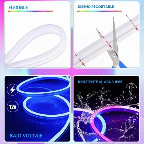 Vista 7 de Luces de tira de neón L8star, luces de cuerda de neón LED de 32.8 pies/10m con control remoto APP, luces de tira de neón LED flexibles impermeables