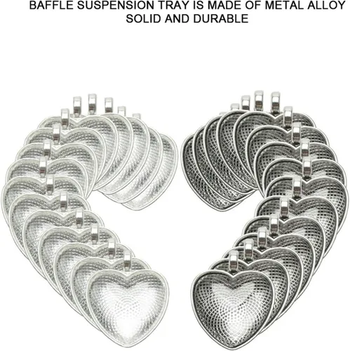 Vista 5 de YUYTE Colgante en forma de corazón, 60 piezas de bandejas colgantes que establecen la configuración de la base del bisel con el vidrio