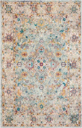 Vista 13 de SAFAVIEH Aria Collection - Alfombra de pasillo de 2 x 6 pies, color beige y azul, diseño bohemio chic envejecido, no desprende pelusa y de fácil
