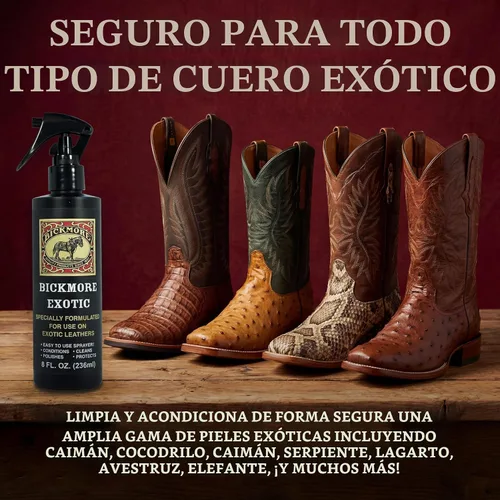 Vista 3 de Bickmore Exotic – Aerosol especialmente formulado, utilizado para limpiar, pulir y proteger pieles exóticas y piel de reptil.