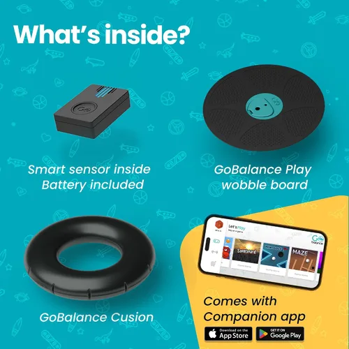 Vista 6 de GoBalance Board - App-Enabled Balance Board. Smart Bluetooth Sensor, 12 FREE Interactive Games - Fun, Balance Training and Home Gym Workout! Boost