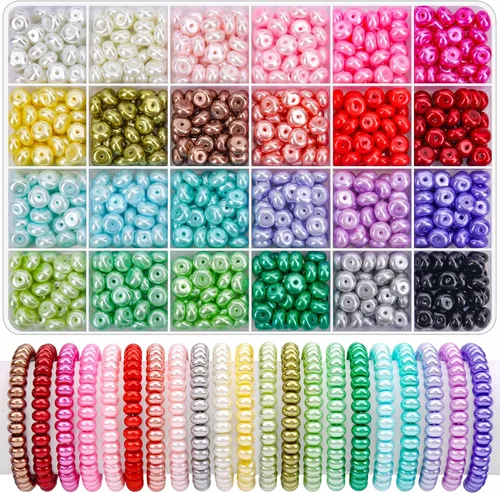 Vista 16 de 1440 piezas de cuentas redondas de acrílico mate de 6 mm de color caramelo, 24 colores surtidos de cuentas de chicle de plástico con agujero Juego