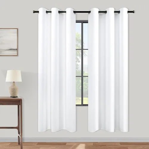 Vista 228 de KOUFALL Cortinas de Baño Aqua para Ventana, Juego de 2 Paneles Decoración Costera Cortinas Cortas Opacas para Ventana Pequeña de Cocina Puerta