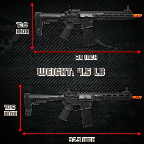 Vista 3 de EMERBU Pro-Grade Gel Splatter Ball Blaster SLR Actualizado por EMERBU - Cuerpo de Metal y Nylon - 11.1V Alta Potencia - Juego de Engranajes de Metal