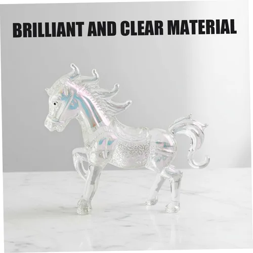 Vista 6 de Estatua de caballo de cristal transparente, figura elegante para decoración de oficina en casa, escultura animal para exhibición