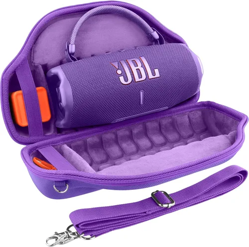 Vista 18 de co2CREA Case for JBL Charge 6 Portable Bluetooth Speaker, Blue Acolchado de espuma de alta densidad, mango reforzado, correa de hombro desmontable