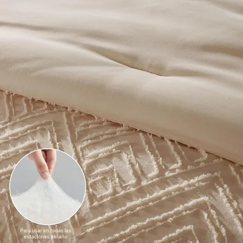 Vista 6 de Zzlpp Juego de edredón individual de 5 piezas, ropa de cama beige en una 01 - Beige