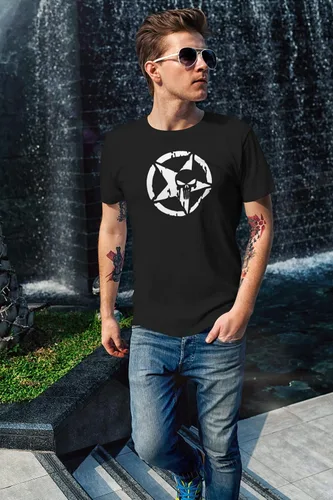 Vista 2 de Camiseta Skull Star para hombre Mujer Uso casual, aspecto premium