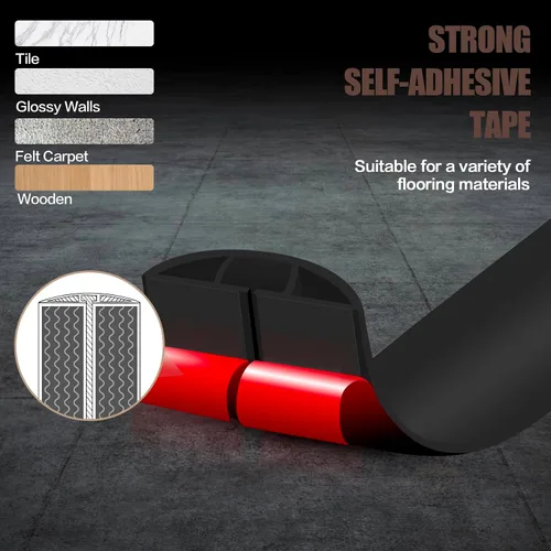 Vista 4 de Cubierta autoadhesiva para cables de suelo, gestión de cables de 3.3 pies, protector de tira de extensión para cables, evita tropiezos de cables