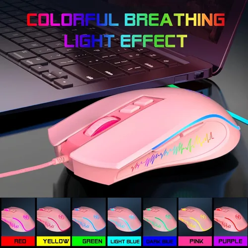 Vista 3 de Atrasee Ratón profesional para juegos con cable con 6 niveles de DPI hasta 7200, 7 retroiluminación RGB programable, 7 botones, mouse óptico USB