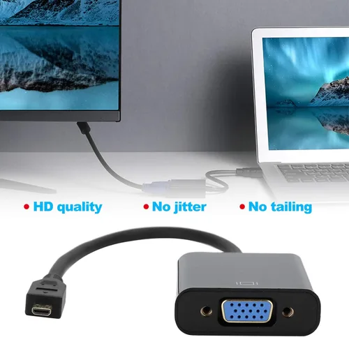Vista 6 de Convertidor de video micro a VGA, adaptador de convertidor de video micro HDMI a VGA, adaptador de convertidor de video micro a VGA 1080P, para 4B