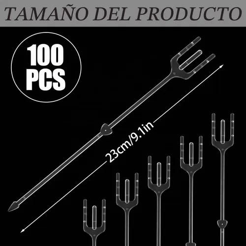 Vista 2 de CCINEE 100 portatarjetas de plástico con forma de tenedor transparente con forma de flores, clips de cabeza recta para ramo de boda, suministros