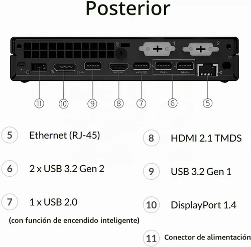 Vista 5 de Lenovo ThinkCentre M70q Gen 5 Tiny Desktop, 8GB DDR5 RAM, 256GB PCIe SSD, 1L Mini PC MFF computadora con Office 365, Intel 10-Core i5-14400T, WiFi