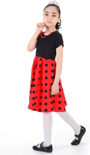 Vista 4 de gogoparti Vestido vintage para niñas, vestidos para ocasiones especiales con collar, vestido de lunares para niños, vestido de fiesta retro