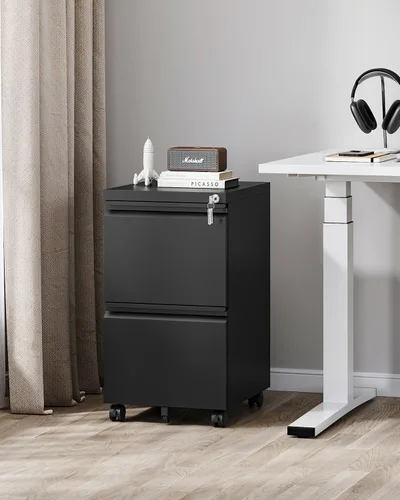 Vista 2 de PEUKC Archivador de 2 cajones con cerradura, archivador de metal debajo del escritorio para tamaño carta/legal/A4 para oficina en casa, archivadores