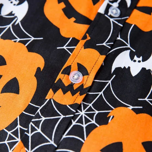 Vista 5 de fohemr Camisa divertida de Halloween para hombre, diseño de calabaza fea, manga larga, casual, con botones, disfraz de adulto para fiesta